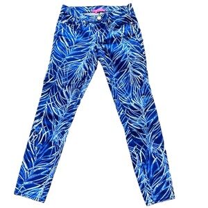 Lilly  Pulitzer Blue White Print Skinny Jeans Size 2  NWT
